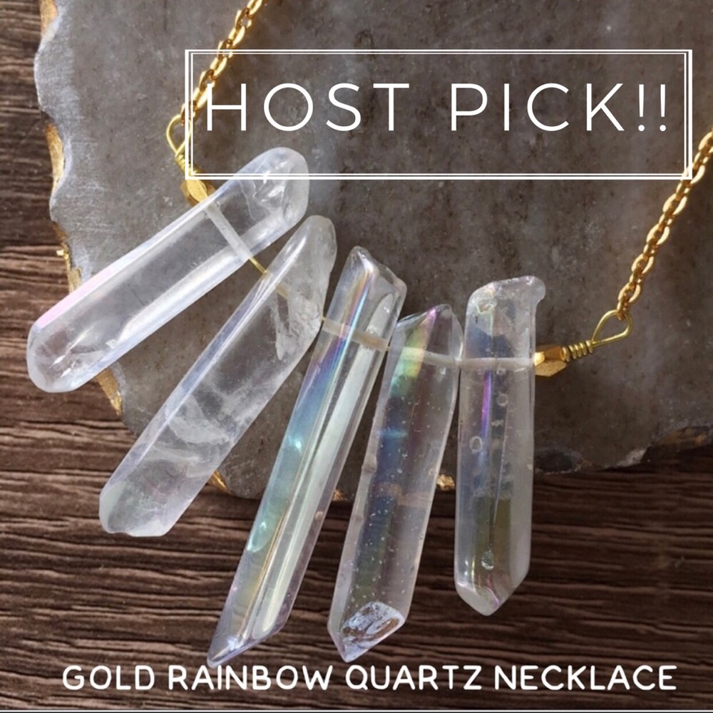 GOLD RAINBOW QUARTZ NECKLACE - Picture 1 of 4